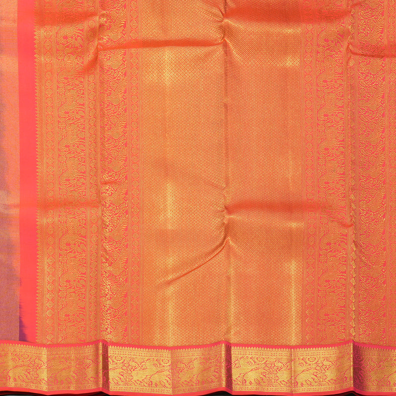 Hayagrivas Handloom Wine Purple Kanjivaram Silk Saree with Orangish-Pink Border KBF427F1-10