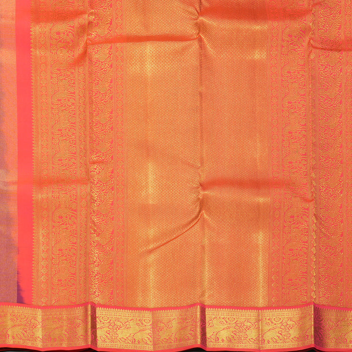 Hayagrivas Handloom Wine Purple Kanjivaram Silk Saree with Orangish-Pink Border KBF427F1-10