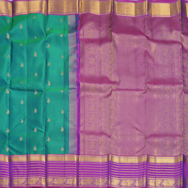 Hayagrivas Handloom Mayilkazhuthu Kanjivaram Silk Saree with Purple Border KBF427F12-2