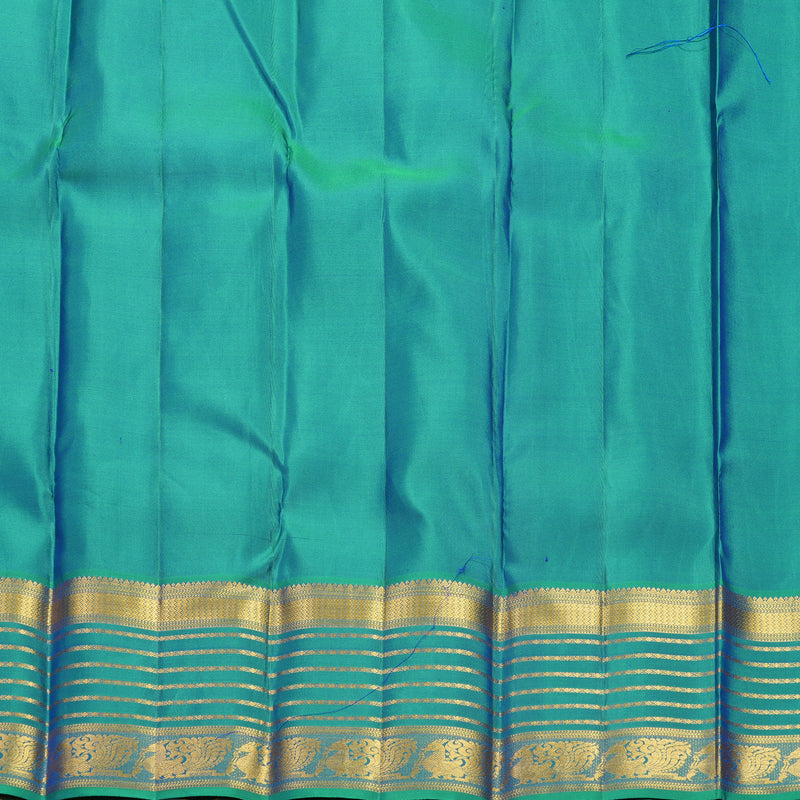 Hayagrivas Handloom MS Blue Kanjivaram Silk Saree with Aqua Green Border KBF427F12-4