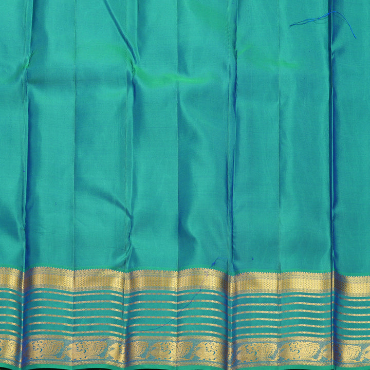 Hayagrivas Handloom MS Blue Kanjivaram Silk Saree with Aqua Green Border KBF427F12-4