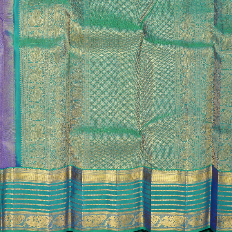 Hayagrivas Handloom MS Blue Kanjivaram Silk Saree with Aqua Green Border KBF427F12-4
