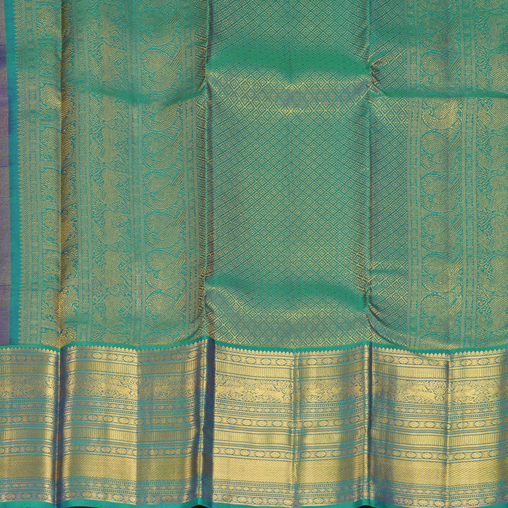 Hayagrivas Handloom Purple Kanjivaram Silk Saree with Mayilkazhuthu Border KBF427F14-10