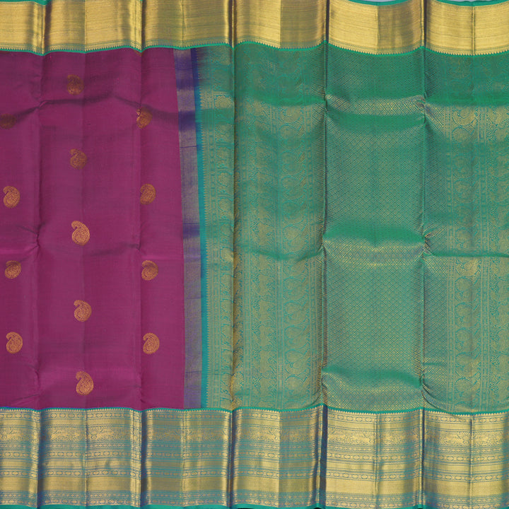 Hayagrivas Handloom Purple Kanjivaram Silk Saree with Mayilkazhuthu Border KBF427F14-10