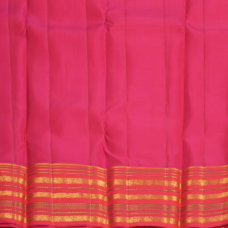 Hayagrivas Handloom Fluorescent Green Kanjivaram Silk Saree with Pink Border KBF427F14-3