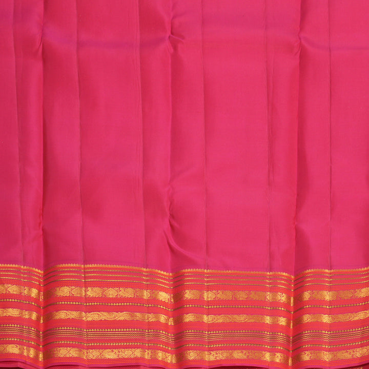 Hayagrivas Handloom Fluorescent Green Kanjivaram Silk Saree with Pink Border KBF427F14-3