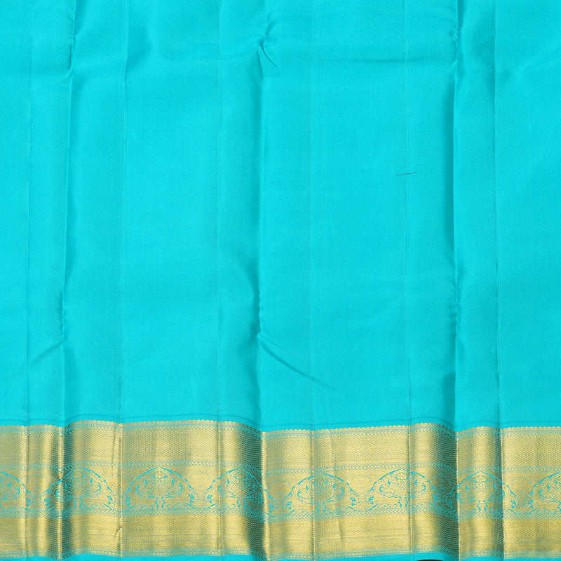 Hayagrivas Handloom Brinjal Purple Kanjivaram Silk Saree with Sky Blue Border KBF427F14-4