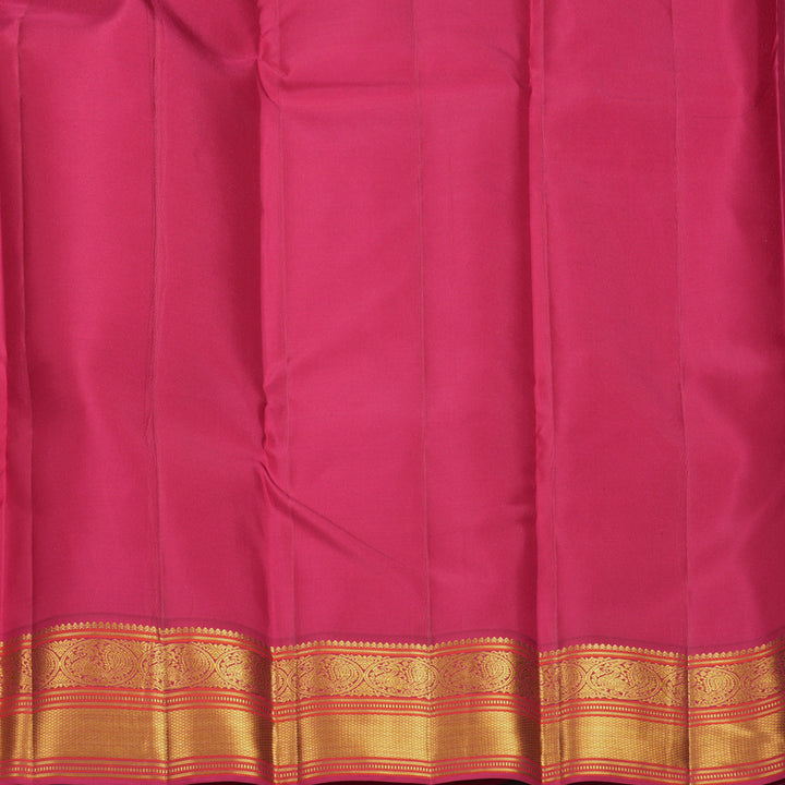 Hayagrivas Handloom Half-White Kanjivaram Silk Saree with Pink Border KBF427F14-5
