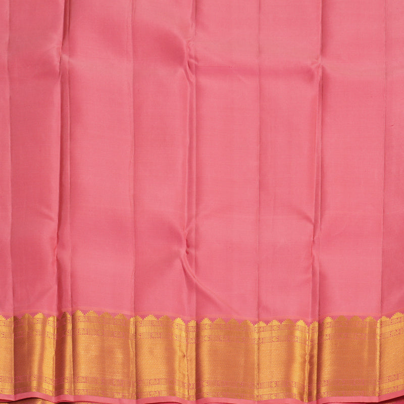 Hayagrivas Handloom Dark Green Kanjivaram Silk Saree with Rose Pink Border KBF427F14-7