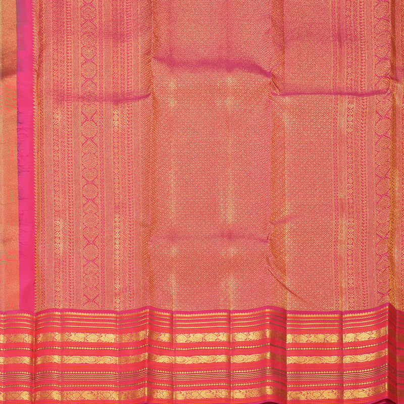 Hayagrivas Handloom Aqua Green Kanjivaram Silk Saree with Pink Border KBF427F14-8
