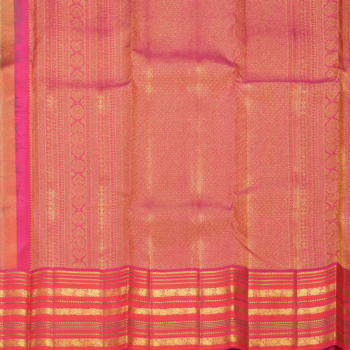 Hayagrivas Handloom Aqua Green Kanjivaram Silk Saree with Pink Border KBF427F14-8