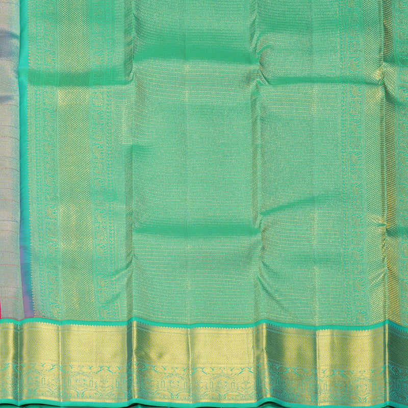 Hayagrivas Handloom Rani Pink Kanjivaram Silk Saree with Sea Green Border KBF427F14-9