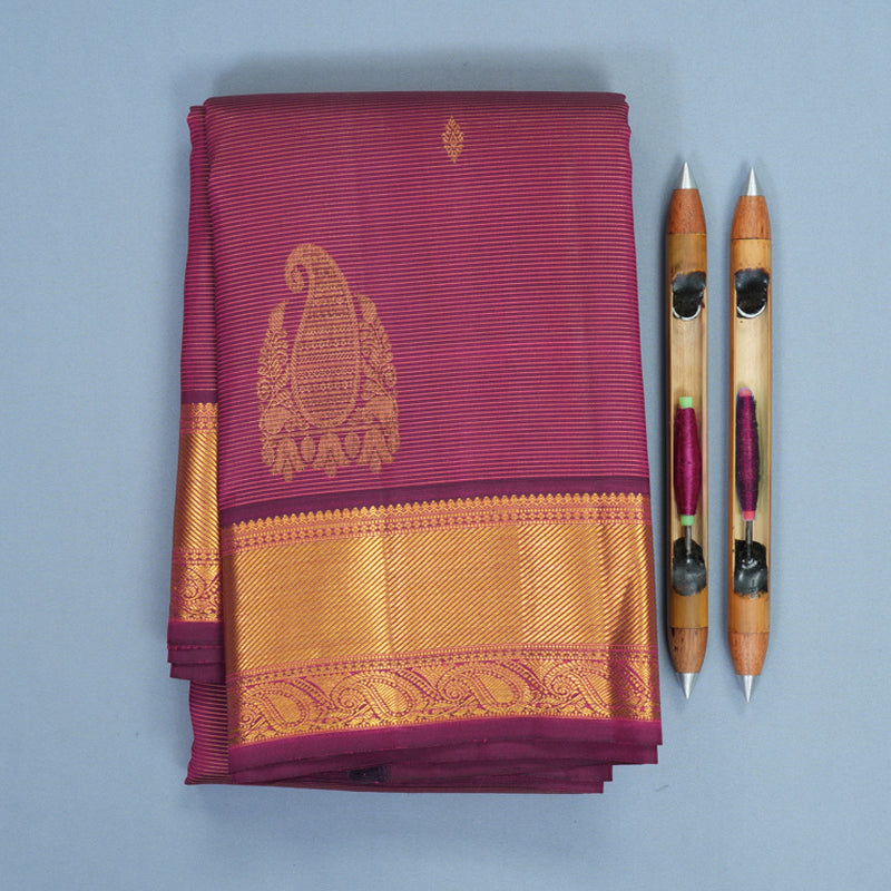 Hayagrivas Handloom Wine Purple Kanjivaram Silk Saree KBF427F3-1