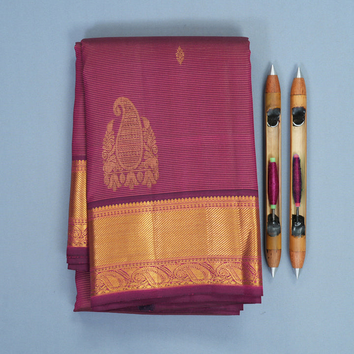 Hayagrivas Handloom Wine Purple Kanjivaram Silk Saree KBF427F3-1