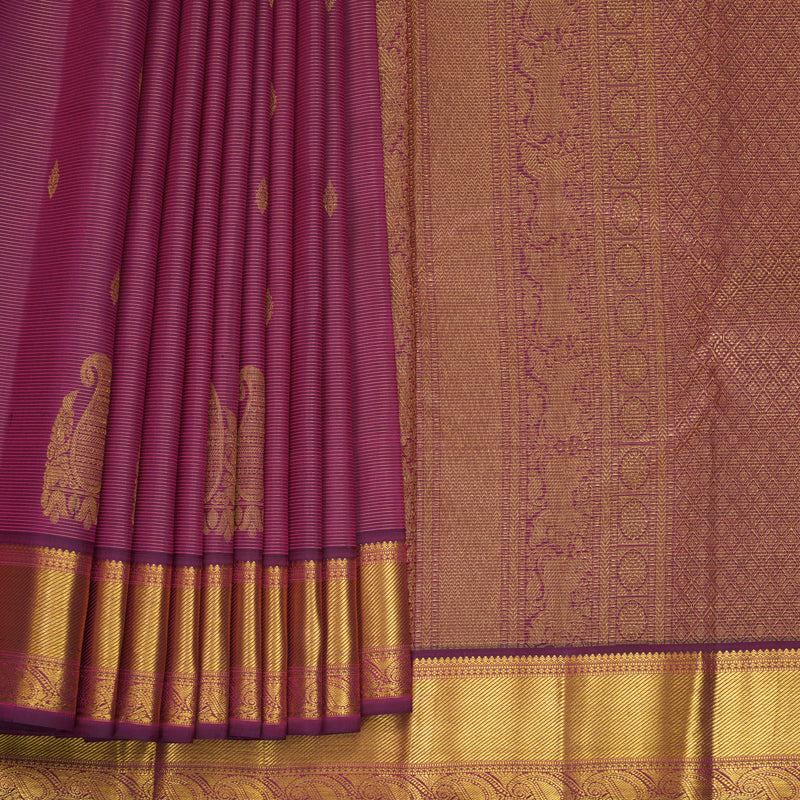 Hayagrivas Handloom Wine Purple Kanjivaram Silk Saree KBF427F3-1