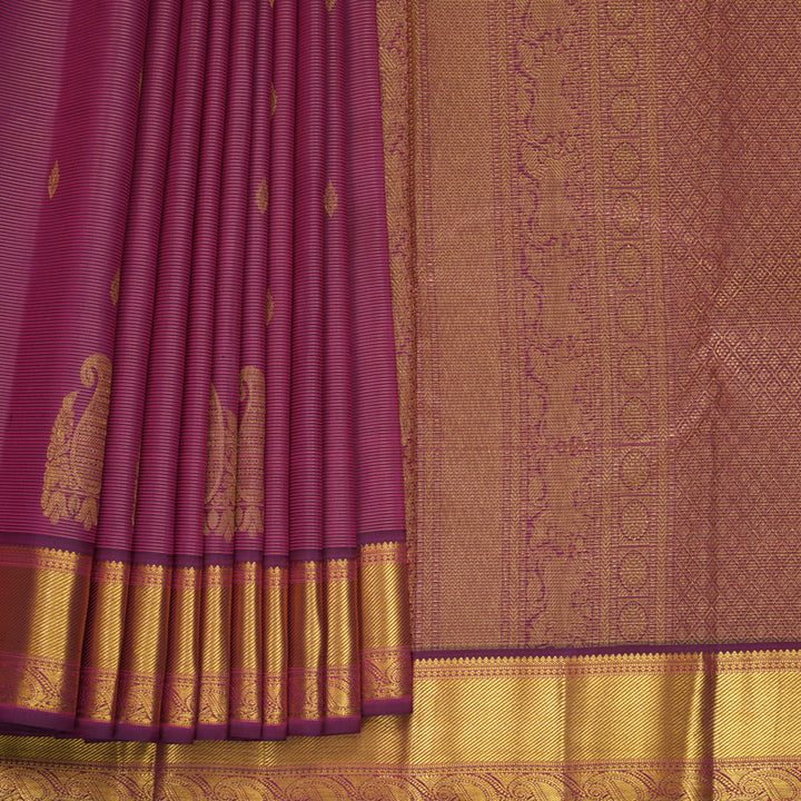 Hayagrivas Handloom Wine Purple Kanjivaram Silk Saree KBF427F3-1