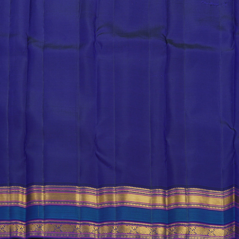 Hayagrivas Handloom Red Kanjivaram Silk Saree with Ink Blue Border KBF427F4-1