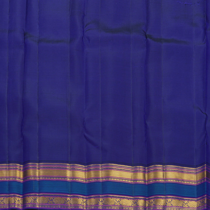 Hayagrivas Handloom Red Kanjivaram Silk Saree with Ink Blue Border KBF427F4-1