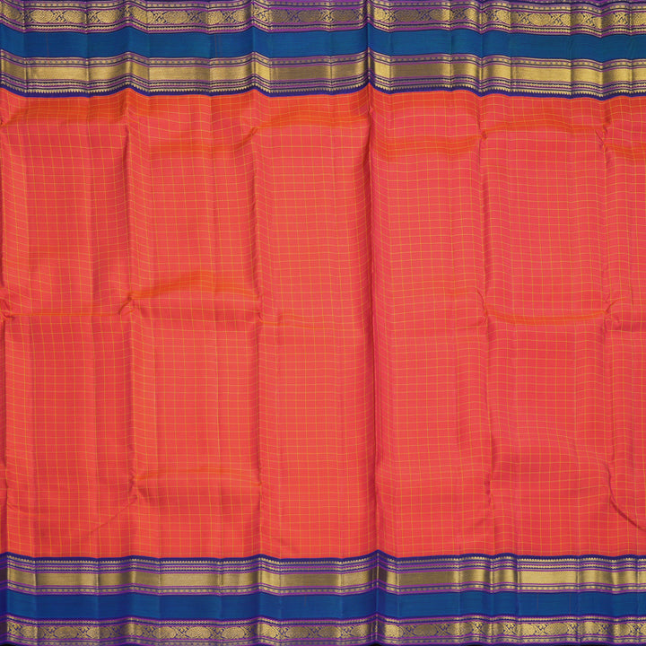 Hayagrivas Handloom Red Kanjivaram Silk Saree with Ink Blue Border KBF427F4-1