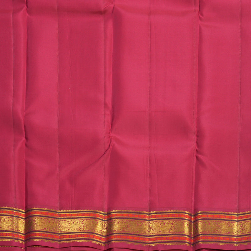 Hayagrivas Handloom Half-White Kanjivaram Silk Saree with Pink Border KBF427F6-1