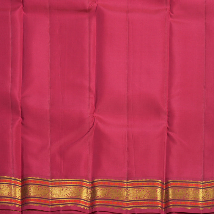Hayagrivas Handloom Half-White Kanjivaram Silk Saree with Pink Border KBF427F6-1