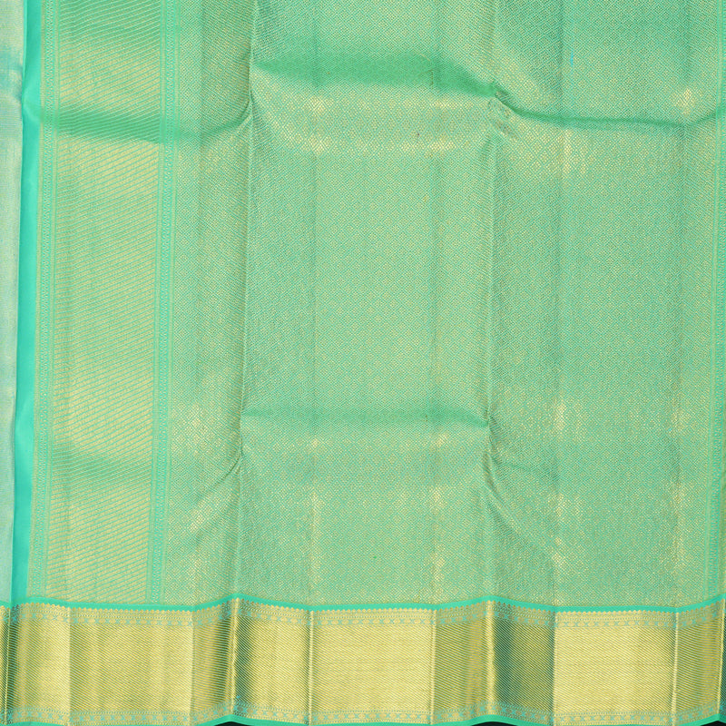Hayagrivas Handloom Royal Blue Kanjivaram Silk Saree with Aqua Green Border KBF427F7-2