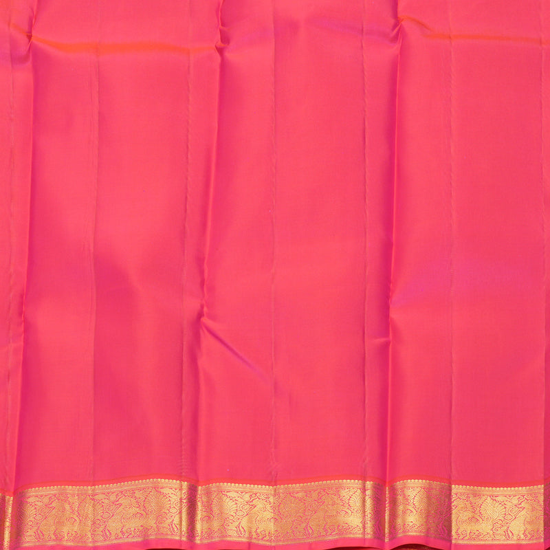 Hayagrivas Handloom Mayilkazhuthu Kanjivaram Silk Saree with Orangish-Pink Border KBF427F8-3