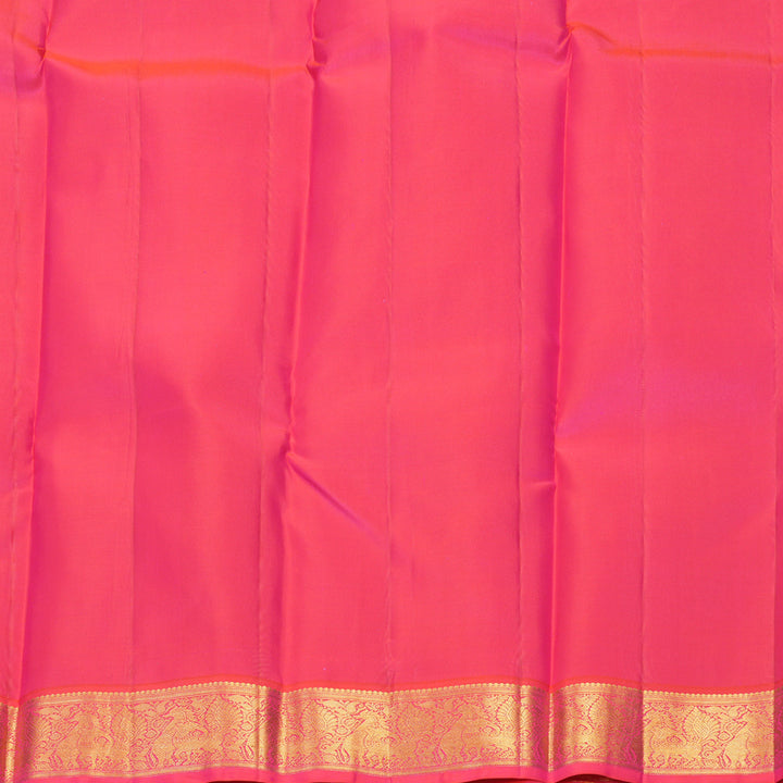 Hayagrivas Handloom Mayilkazhuthu Kanjivaram Silk Saree with Orangish-Pink Border KBF427F8-3