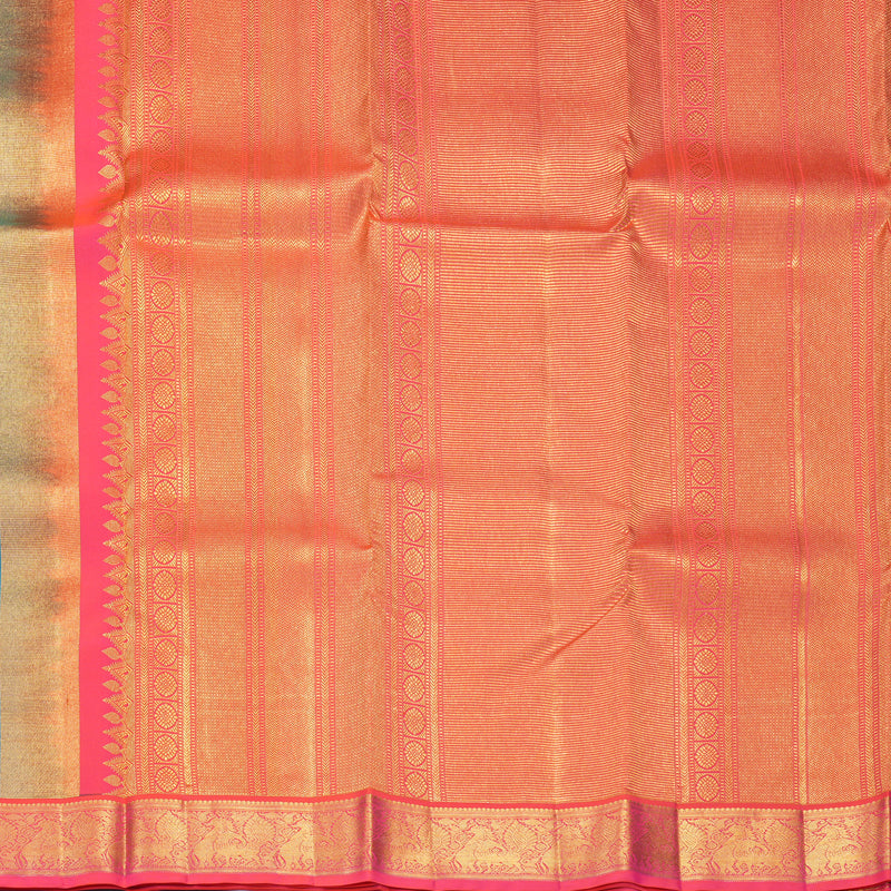 Hayagrivas Handloom Mayilkazhuthu Kanjivaram Silk Saree with Orangish-Pink Border KBF427F8-3