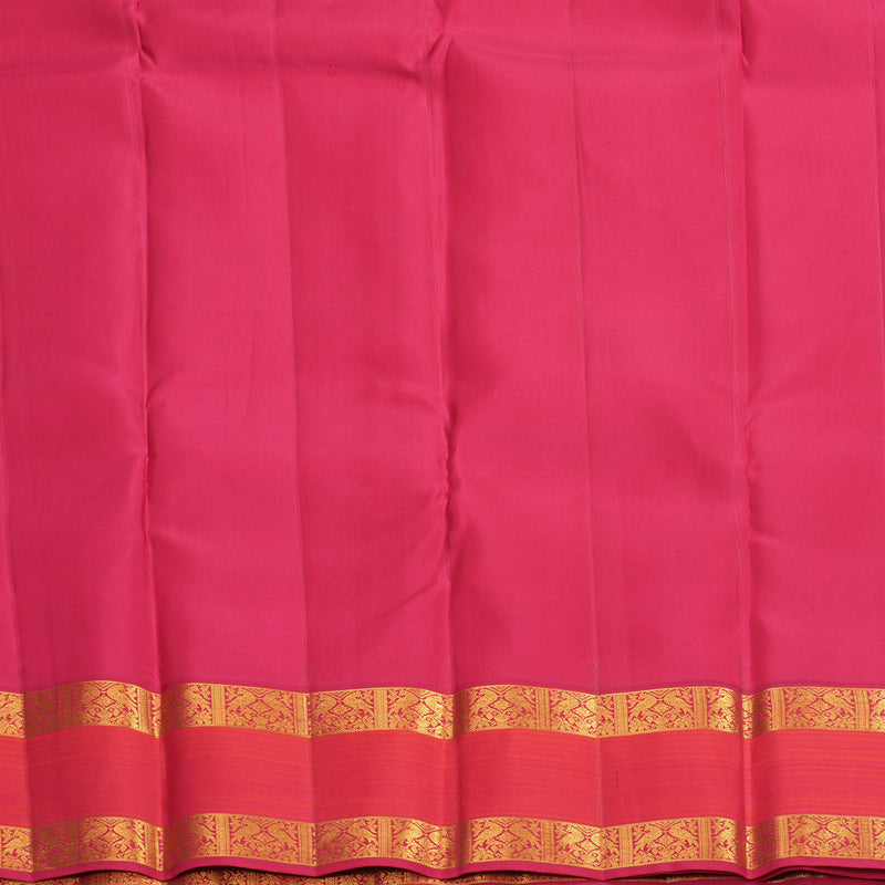 Hayagrivas Handloom Mustard Yellow Kanjivaram Silk Saree with Pink Border KBF427F8-6