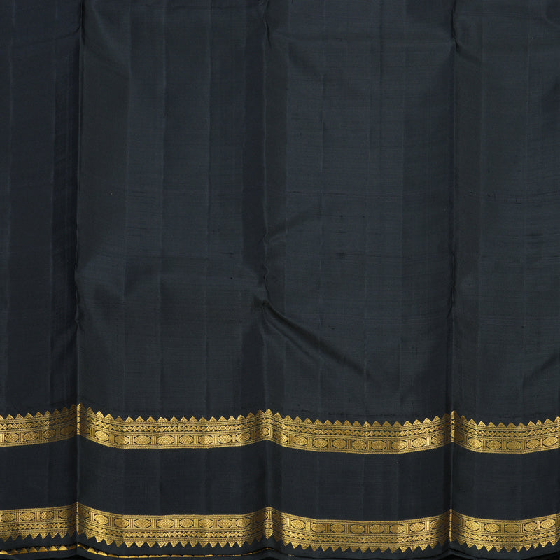 Hayagrivas Handloom Half-White Kanjivaram Silk Saree with Black Border KBF429F1-1