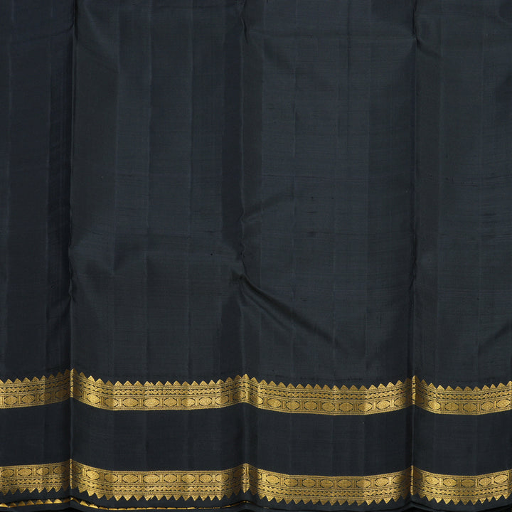 Hayagrivas Handloom Half-White Kanjivaram Silk Saree with Black Border KBF429F1-1