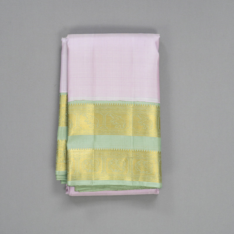 Hayagrivas Handloom Lotus Pink Kanjivaram Silk Saree with Pastel Green Border KBF429F2-1