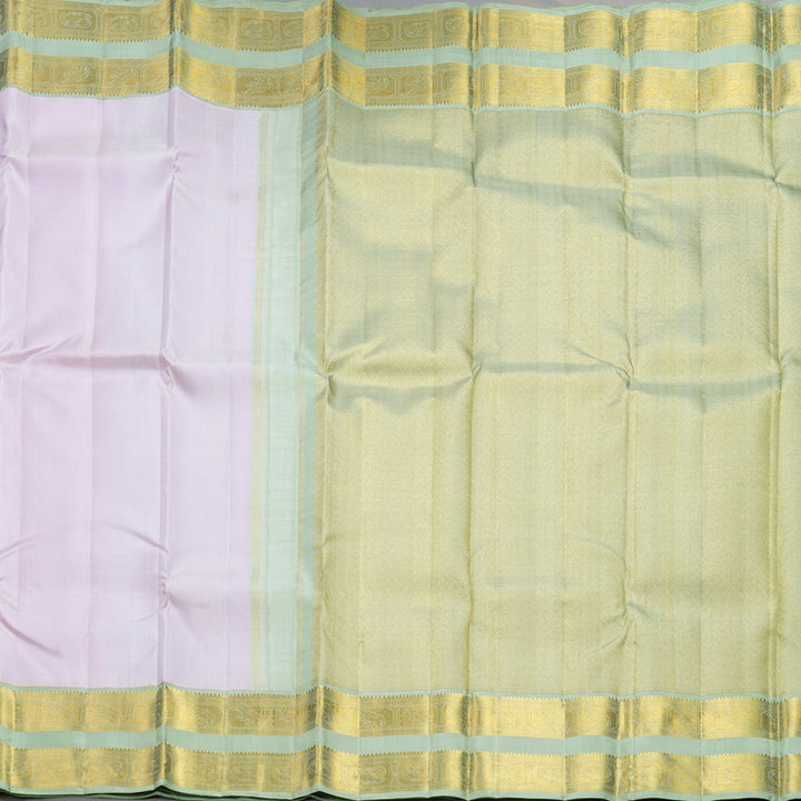 Hayagrivas Handloom Lotus Pink Kanjivaram Silk Saree with Pastel Green Border KBF429F2-1