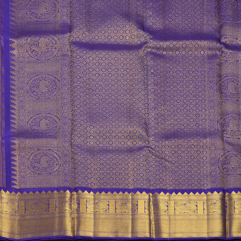 Hayagrivas Handloom Onion Pink Kanjivaram Silk Saree with Purplish-Blue Border KBF429F2-2