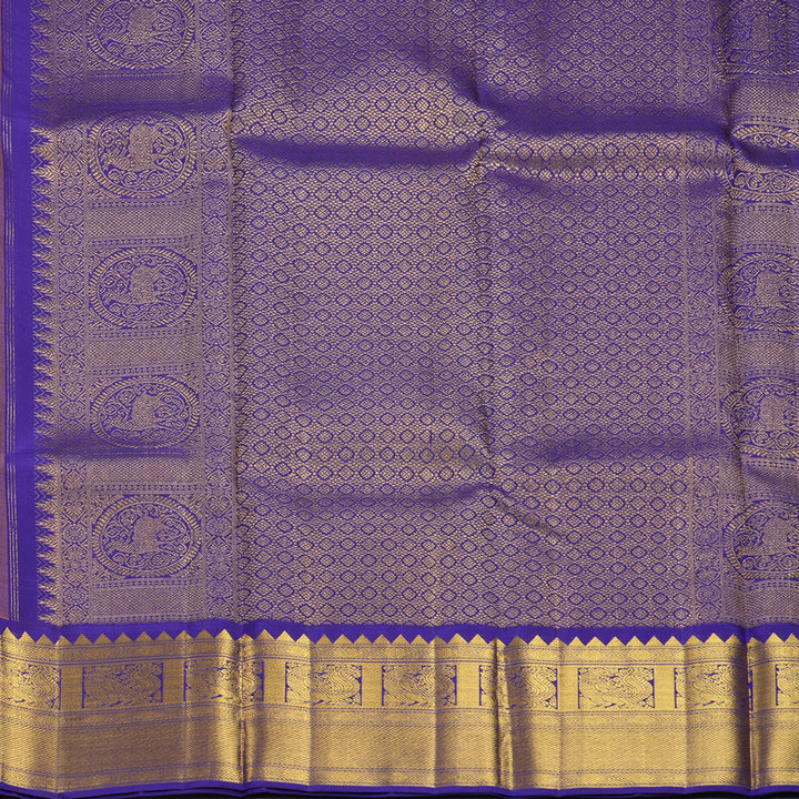 Hayagrivas Handloom Onion Pink Kanjivaram Silk Saree with Purplish-Blue Border KBF429F2-2