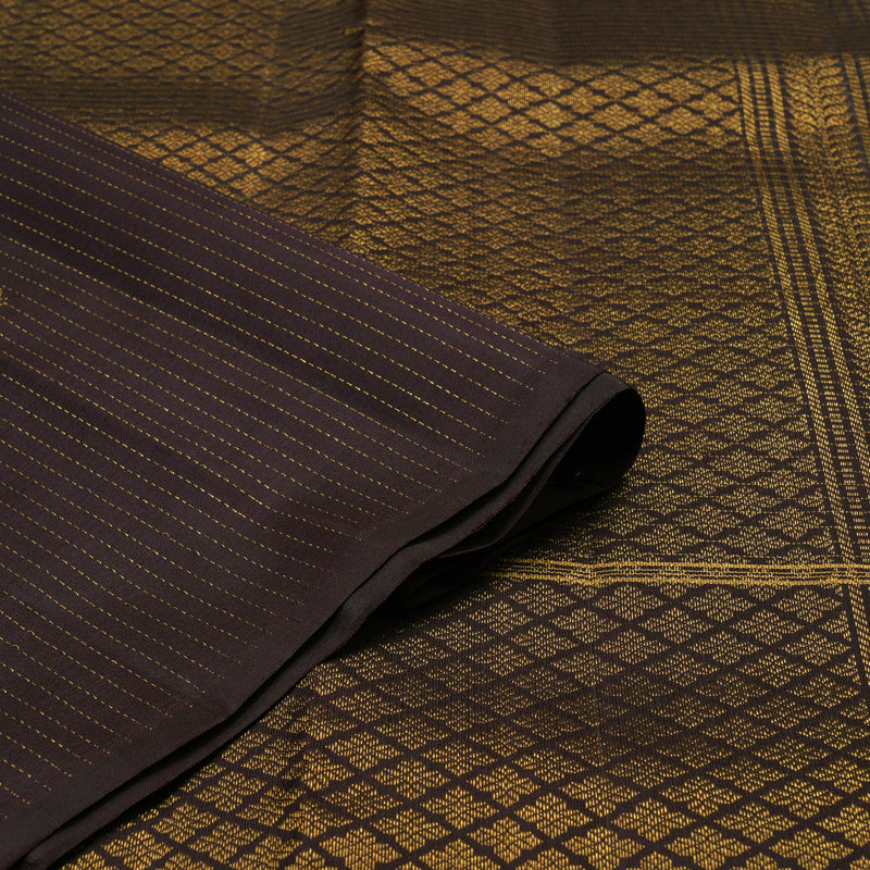Hayagrivas Handloom Rust Orange Kanjivaram Silk Saree with Kanchana Brown Border KBF42D1-10
