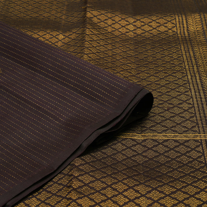 Hayagrivas Handloom Rust Orange Kanjivaram Silk Saree with Kanchana Brown Border KBF42D1-10