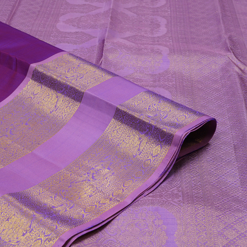 Hayagrivas Handloom Purple Kanjivaram Silk Saree with Lilac Border KBF42D1-11