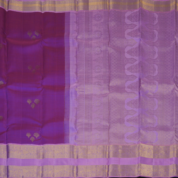 Hayagrivas Handloom Purple Kanjivaram Silk Saree with Lilac Border KBF42D1-11