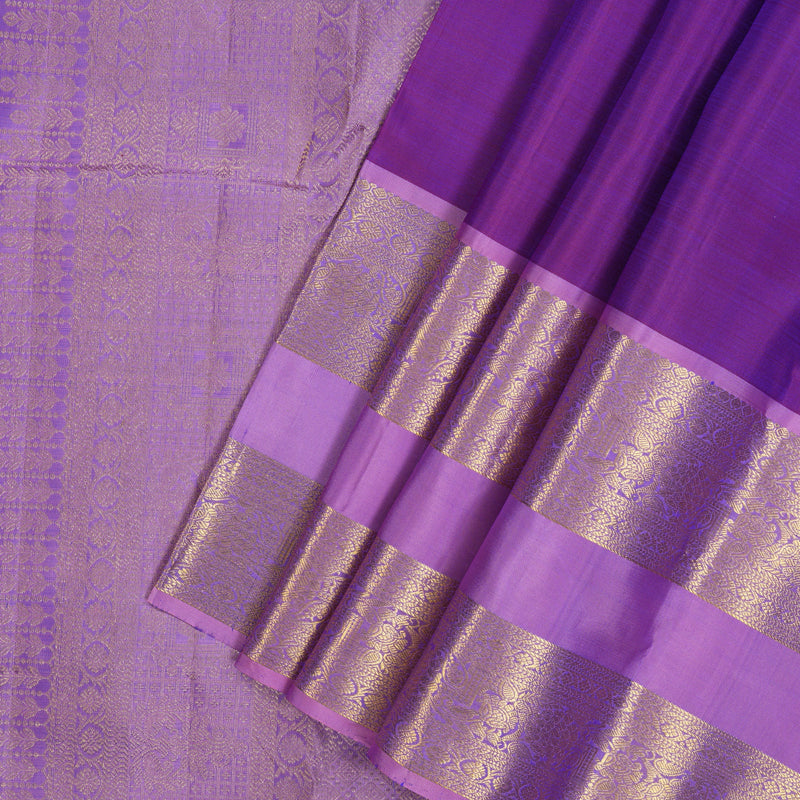 Hayagrivas Handloom Purple Kanjivaram Silk Saree with Lilac Border KBF42D1-11