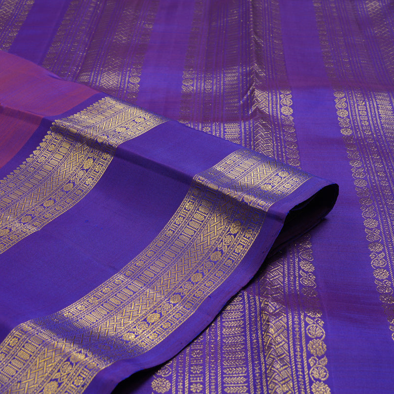 Hayagrivas Handloom Purple Kanjivaram Silk Saree with Purplish-Blue Border KBF42D1-12