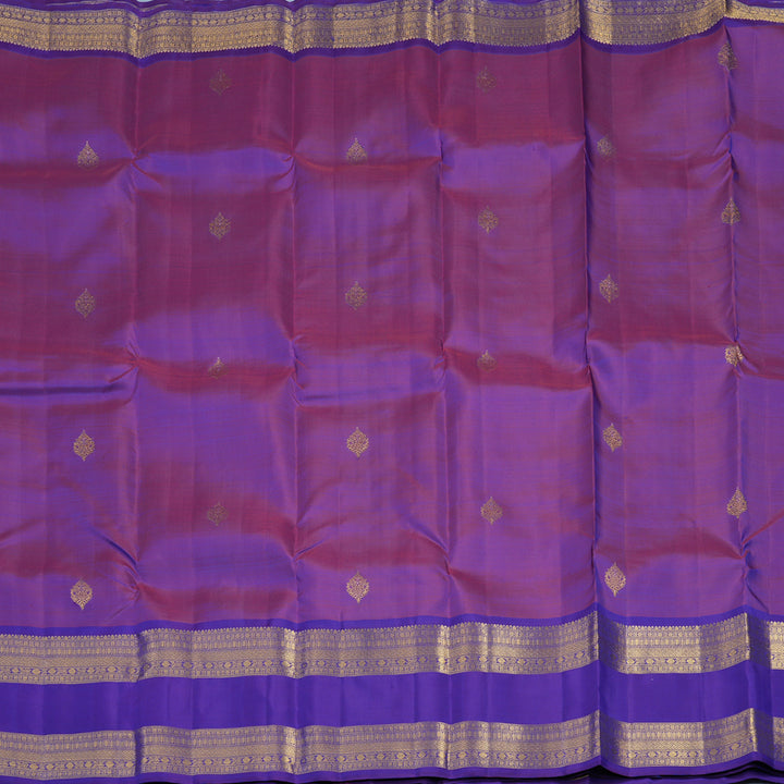 Hayagrivas Handloom Purple Kanjivaram Silk Saree with Purplish-Blue Border KBF42D1-12