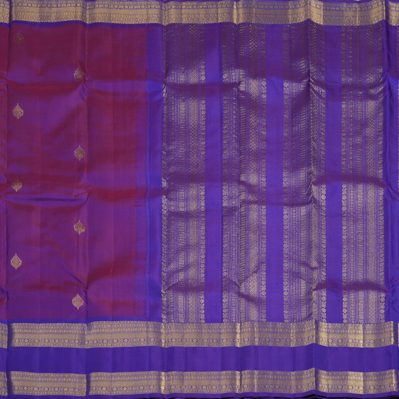 Hayagrivas Handloom Purple Kanjivaram Silk Saree with Purplish-Blue Border KBF42D1-12