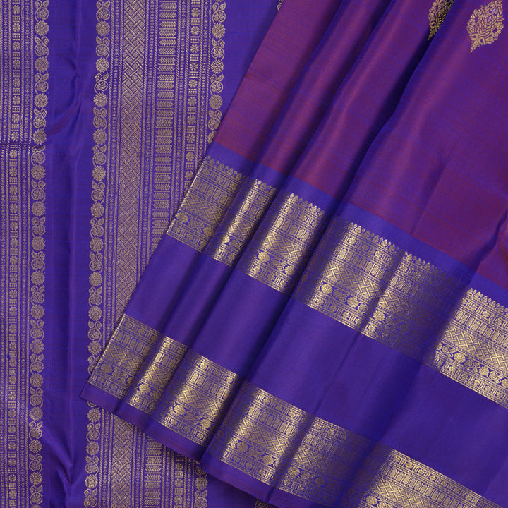 Hayagrivas Handloom Purple Kanjivaram Silk Saree with Purplish-Blue Border KBF42D1-12