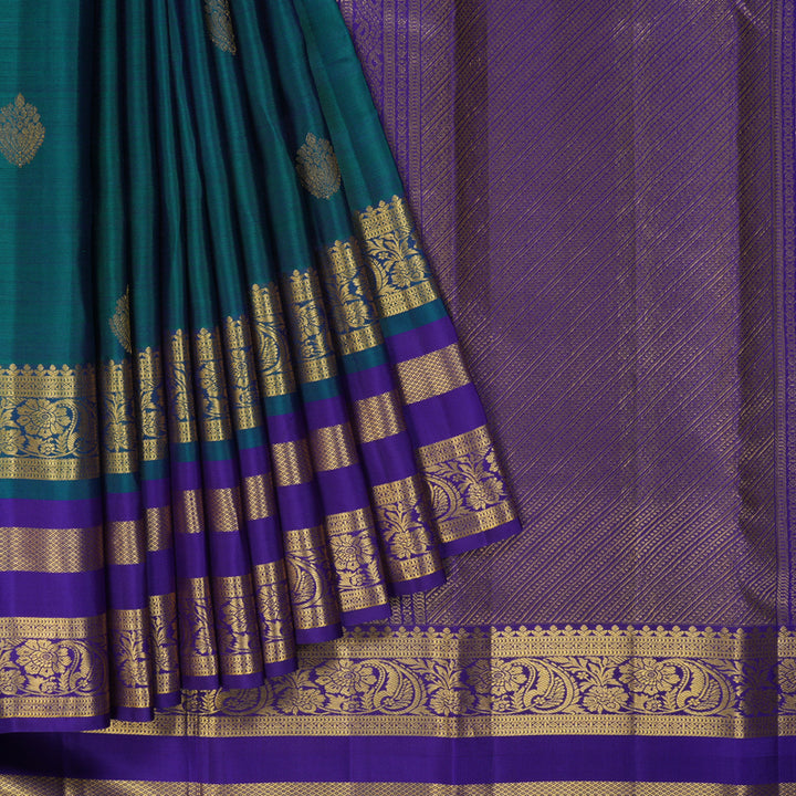 Hayagrivas Handloom Mayilkazhuthu Kanjivaram Silk Saree with Purplish-Blue Border KBF42D1-13