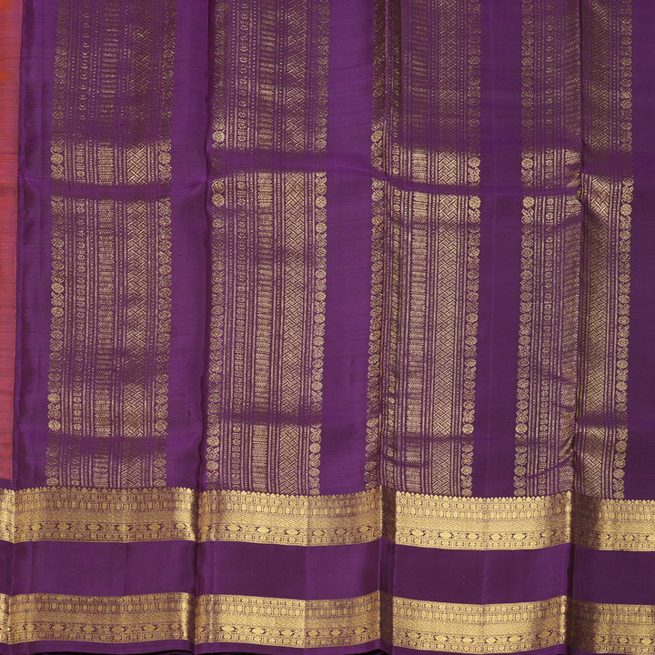 Hayagrivas Handloom Rust Orange Kanjivaram Silk Saree with Purple Border KBF42D1-17