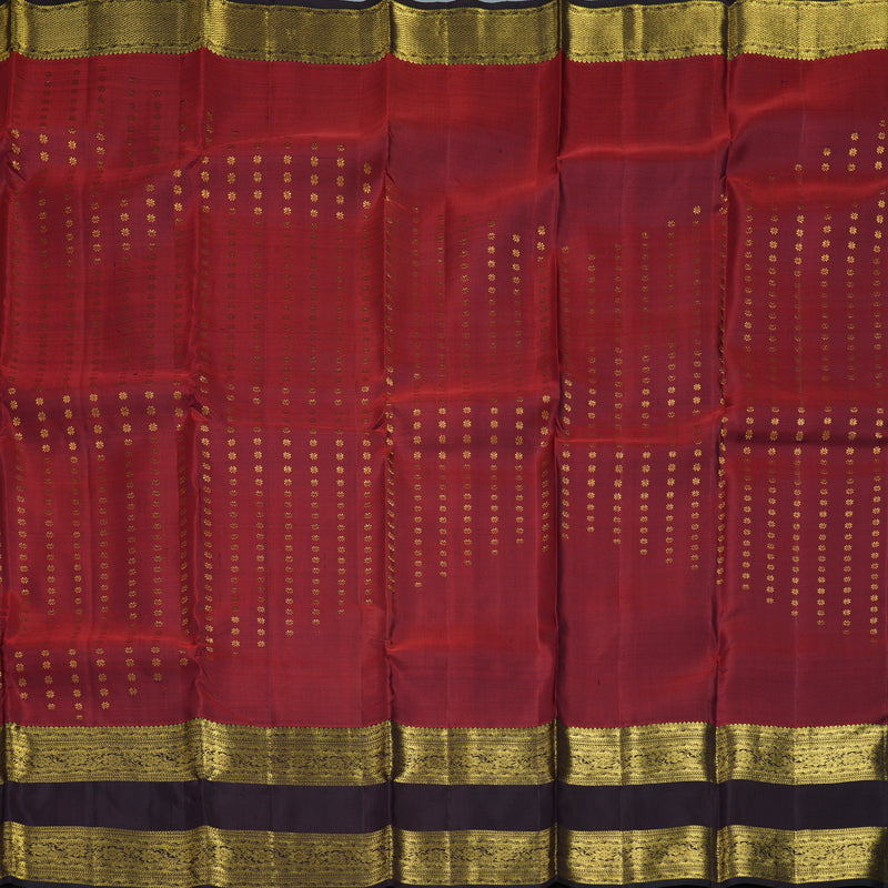 Hayagrivas Handloom Rusty Red Kanjivaram Silk Saree with Coffee Brown Border KBF42D1-5