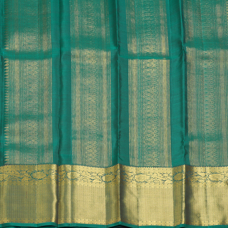 Hayagrivas Handloom Nagapazham Kanjivaram Silk Saree with Teal Green Border KBF42D2-5