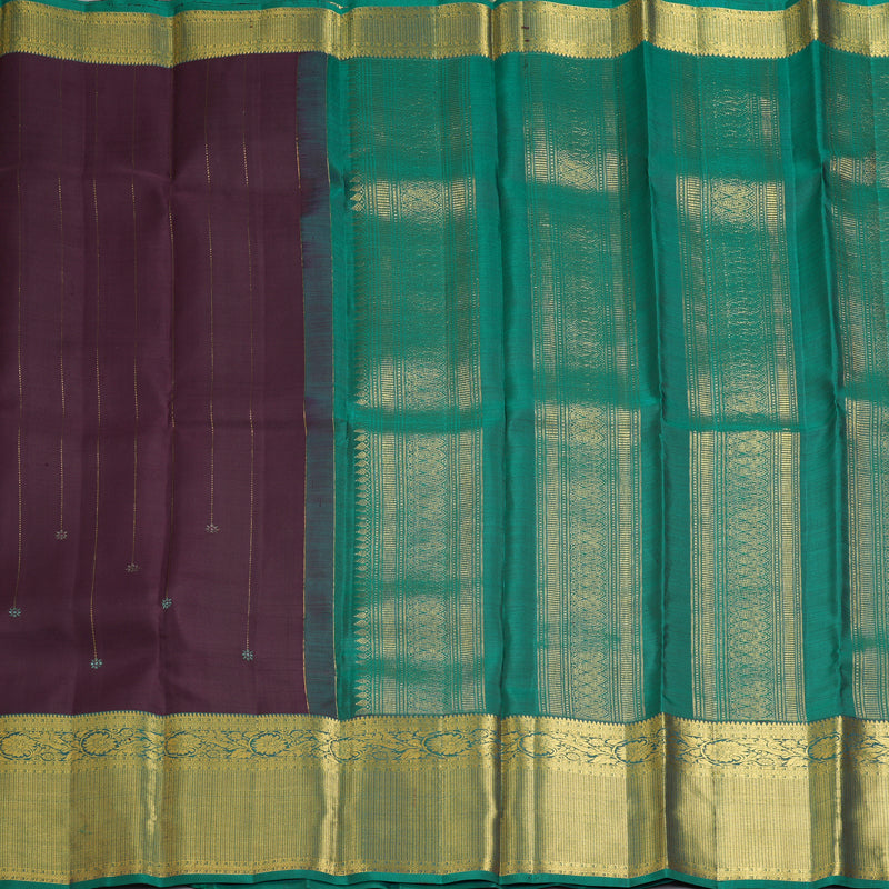 Hayagrivas Handloom Nagapazham Kanjivaram Silk Saree with Teal Green Border KBF42D2-5
